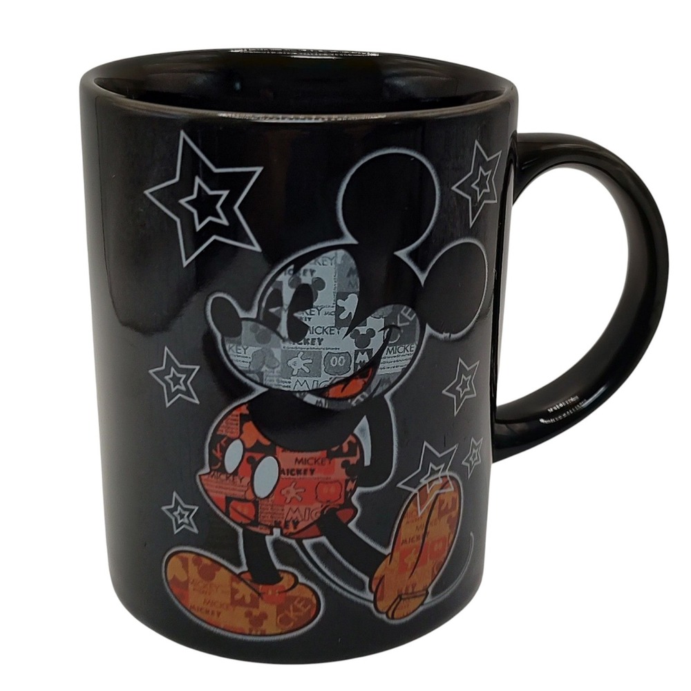 Disney Mickey Mouse Coffee Mug Jerry Leigh Newsprint‎ Cup Black Disney Orlando